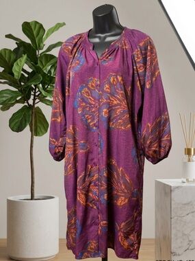 Tucker for Target Purple Long Sleeve T Shirt Dress Button Down